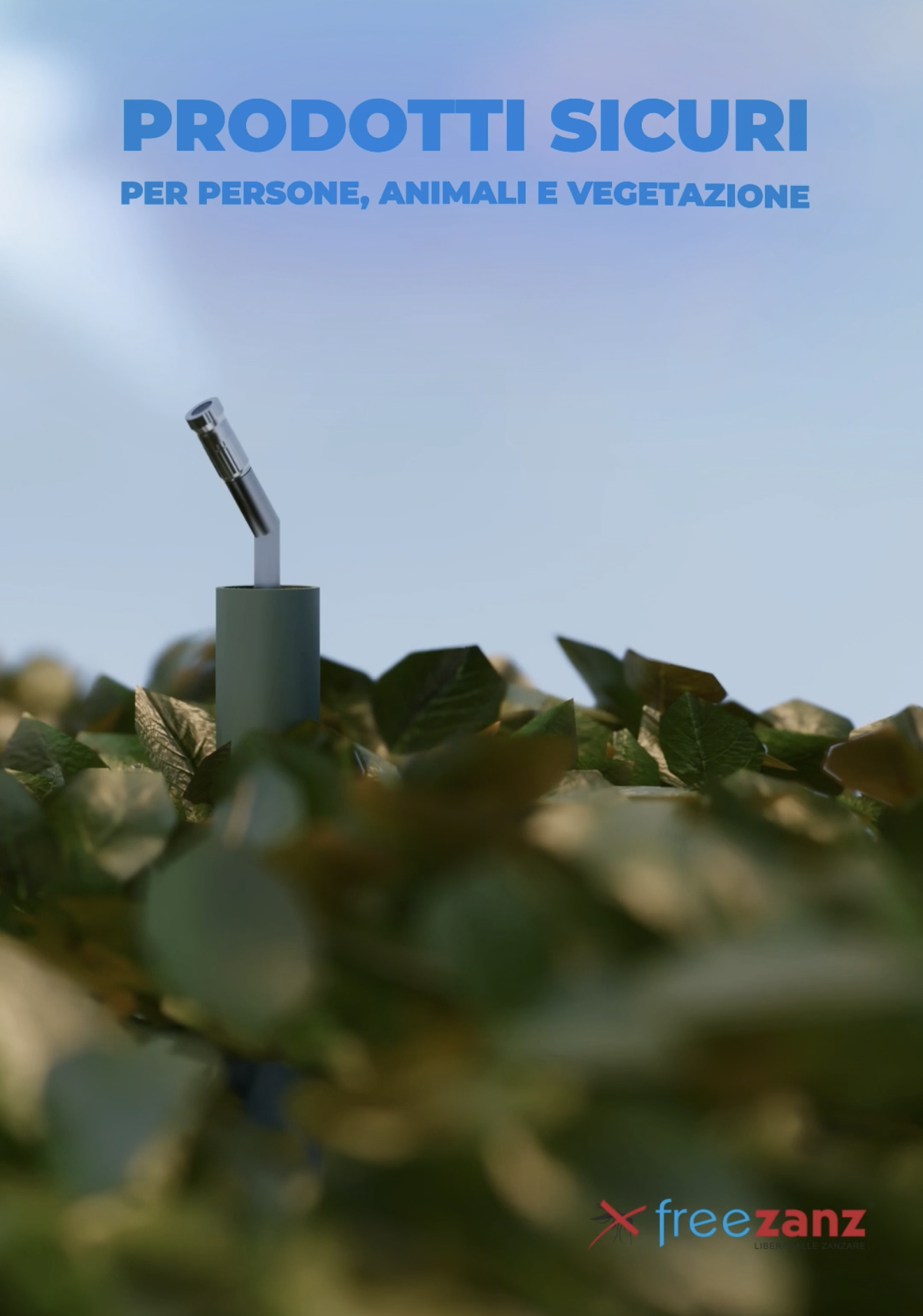 Diffusore del sistema antizanzare Freezanz integrato nella siepe del giardino